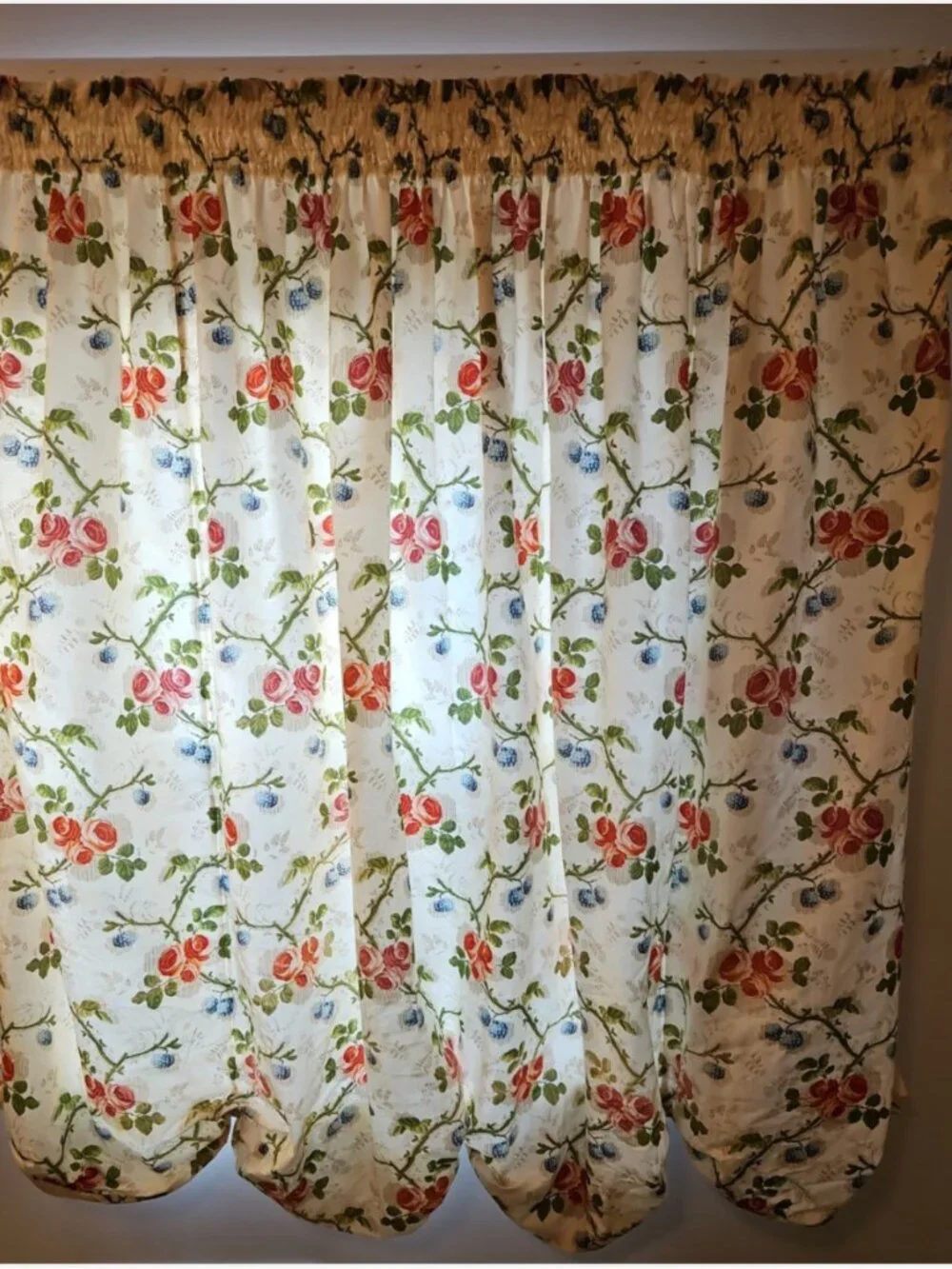 Vintage Custom Made Silk Balloon Valance Curtain Drapery Window Treatment Chintz